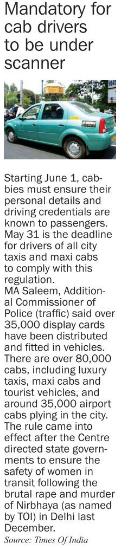 Mandatory for cab drivers to be under scanner